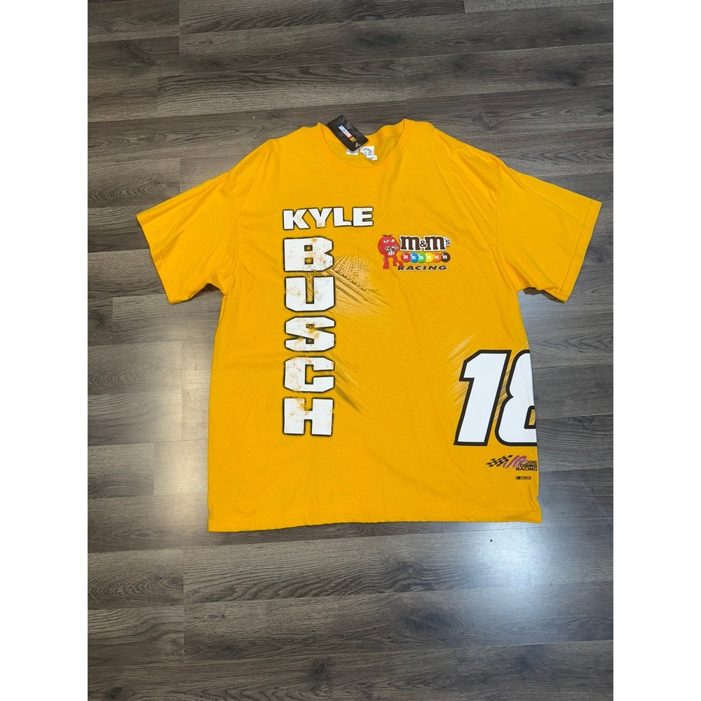 NASCAR Kyle Busch 18 M&Ms Racing Joe Gibbs T-Shirt Yellow 2XL NWT 2014